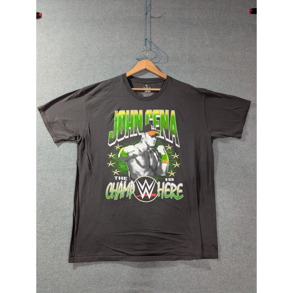 WWE John Cena T-Shirt 2XL Black The Champ Is Here Wrestling Graphic Tee